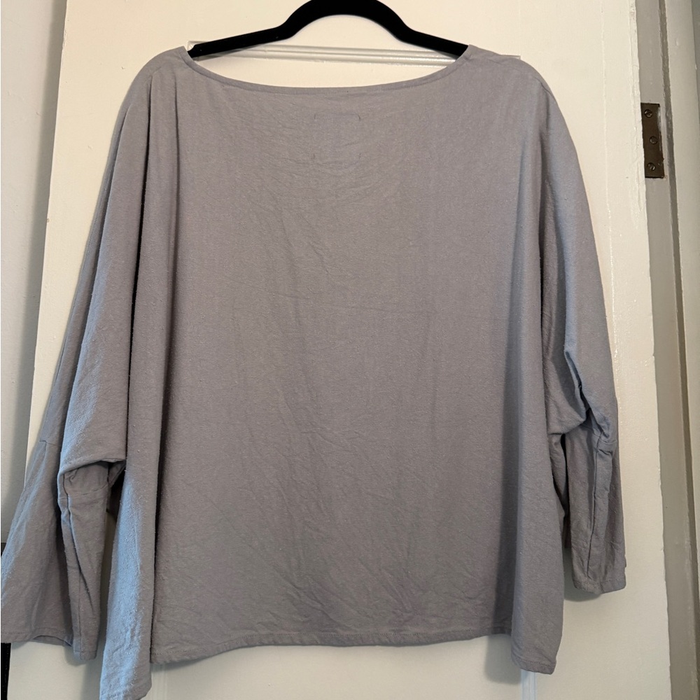 Jamie + the Jones Raw Silk T Top Light Gray Grey Small - Picture 8 of 14